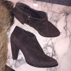Elizabeth and James Dark Brown Suede High Heel Booties - 10B